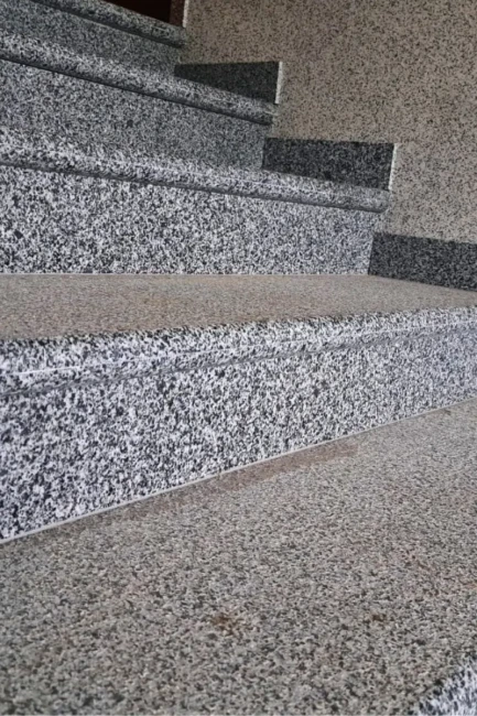 Zestaw Stopień Płomieniowany + Podstopień Granitowy G654 NEW Bullnose 120x35x2 / 120x15x2