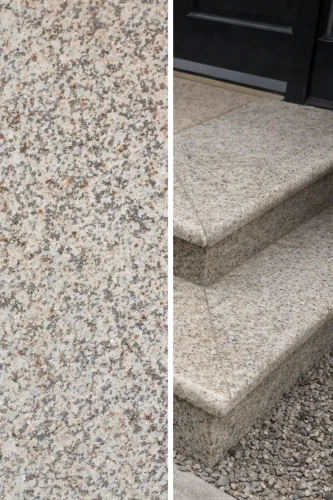 Zestaw Stopnica Płomień + Podstopień Poler Granitowy G682 Bullnose 120x35x2 / 120x15x2