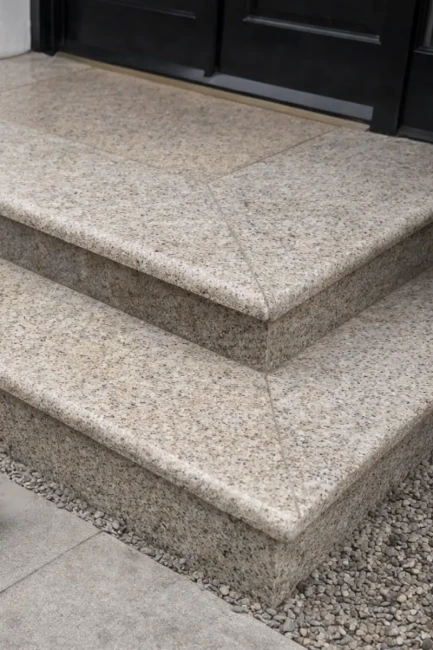 Zestaw Stopnica Płomień + Podstopień Poler Granitowy G682 Bullnose 120x35x2 / 120x15x2