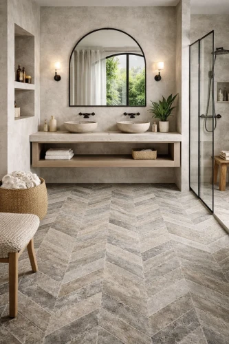 Trawertyn Silver Bębnowany Chevron 7,5x30,5x1 cm