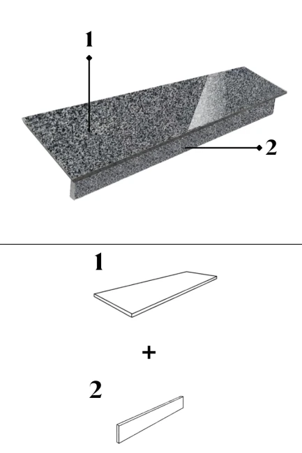 Zestaw Stopnica + Podstopień Granitowy Dark Grey New G654 150x33x2 / 150x15x2 Polerowany
