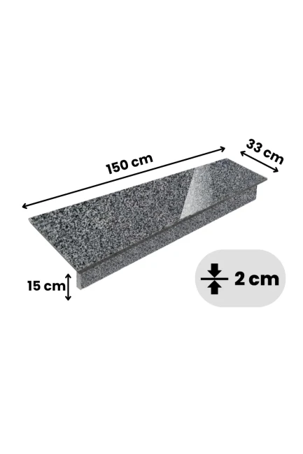 Zestaw Stopnica + Podstopień Granitowy Dark Grey New G654 150x33x2 / 150x15x2 Polerowany