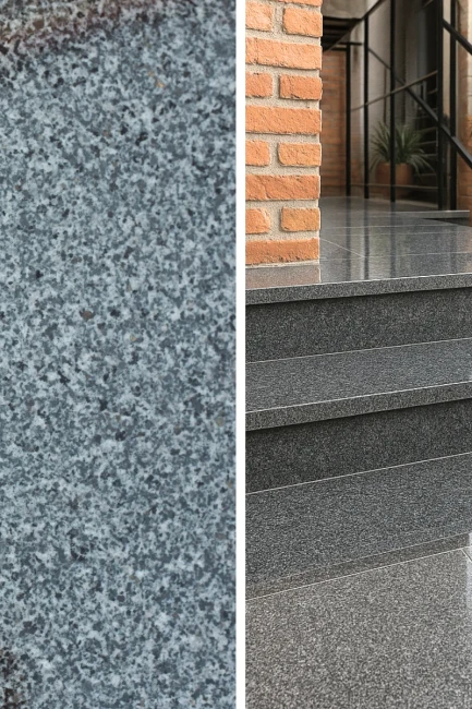 Zestaw Stopnica + Podstopień Granitowy Dark Grey New G654 150x33x2 / 150x15x2 Polerowany