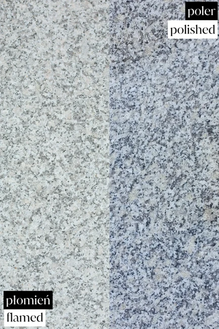 Zestaw Stopnica Płomień + Podstopień Poler Granitowy G602 135x33x2 / 135x15x2