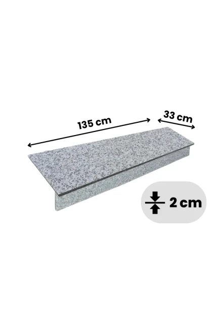 Zestaw Stopnica Płomień + Podstopień Poler Granitowy G602 135x33x2 / 135x15x2