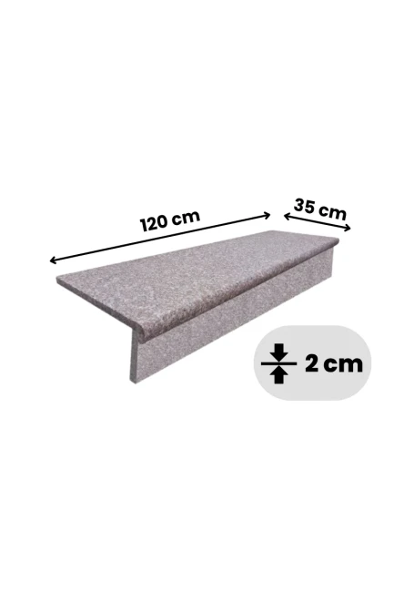 Zestaw Stopień Płomień+ Podstopień Poler Granitowy G664 120x35x2 / 120x15x2 Bullnose