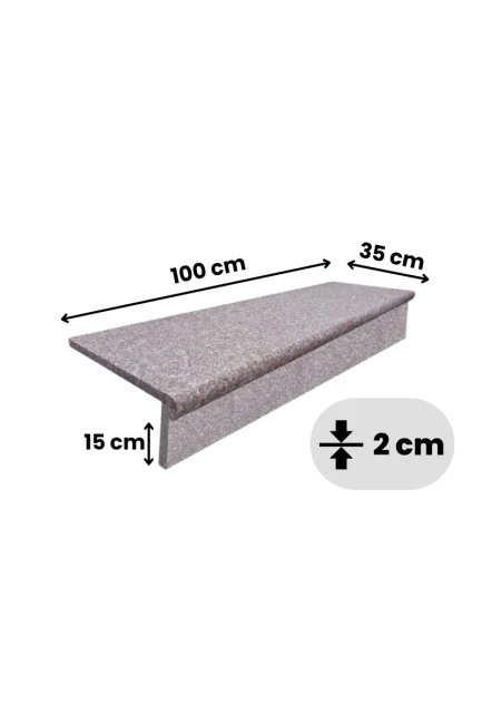 Zestaw Stopień + Podstopień Granitowy G664 Płomieniowany 100x35x2 / 100x15x2 Bullnose