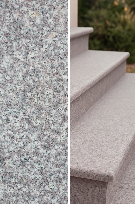 Zestaw Stopień + Podstopień Granitowy G664 Płomieniowany 100x35x2 / 100x15x2 Bullnose