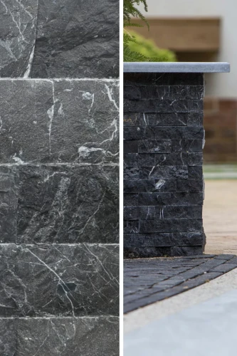 Kamień elewacyjny marmur Black Silk split łupany