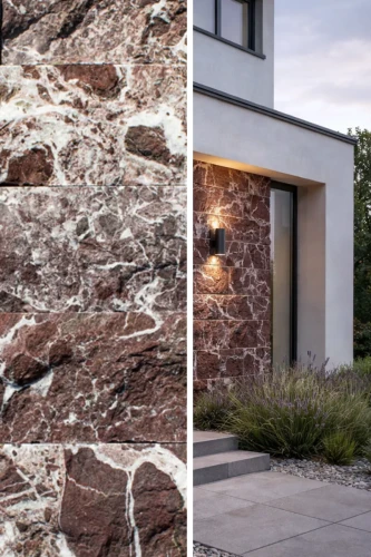 Kamień elewacyjny marmur Rosso Levanto split łupany