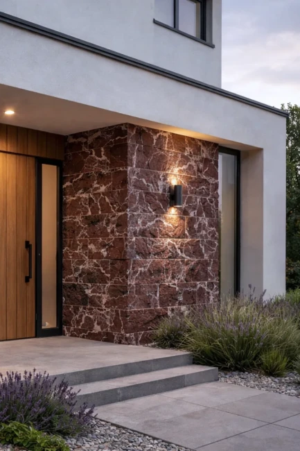 Kamień elewacyjny marmur Rosso Levanto split łupany