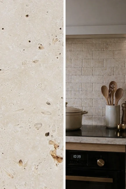 Kamień dekoracyjny trawertyn Light Bębnowany 7,5x15x1 cm