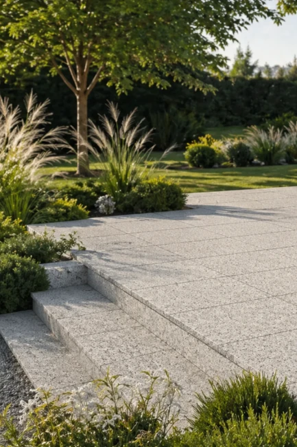 Płytka Granitowa Szara Płomieniowana G602 Bianco Sardo 40x40x4 cm