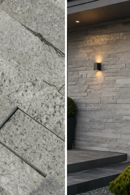 Kamień Elewacyjny Dekoracyjny Kwarcyt Stackstone Szary Naturalny 15x60x1-2 cm