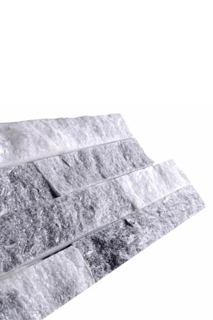 Kamień Elewacyjny Dekoracyjny Kwarcyt Stackstone Biało-Szary Naturalny 10x36x0,8-1,3 cm