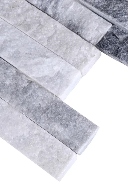 Kamień Elewacyjny Dekoracyjny Kwarcyt Stackstone Biało-Szary Naturalny 10x36x0,8-1,3 cm