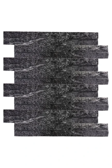 Kamień Elewacyjny Dekoracyjny Kwarcyt Stackstone Czarny Naturalny 10x36x0,8-1,3 cm