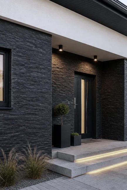 Kamień Elewacyjny Dekoracyjny Łupek Stackstone Czarny Naturalny 10x36x0,8-1,3 cm