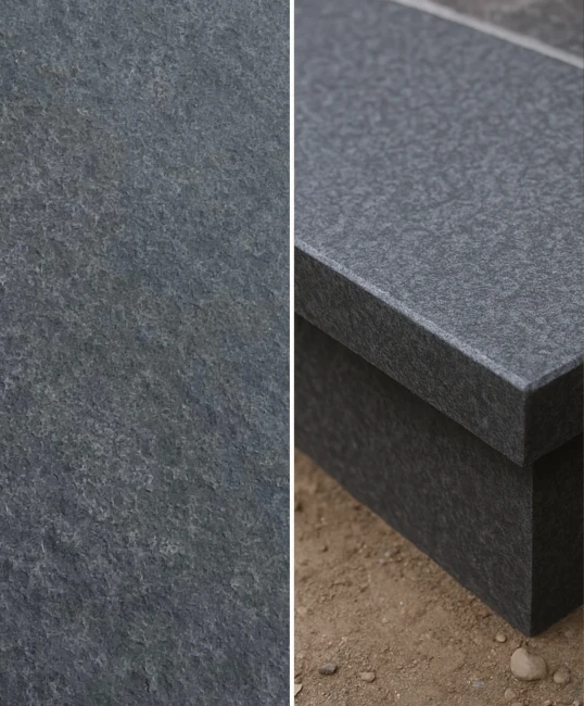 Stopnica bazaltowa płomieniowana G690 Bazalt Black 150x33x3 cm