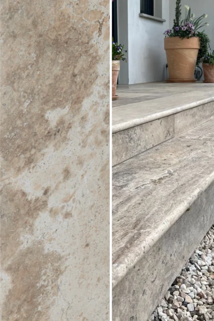 Podstopnica Trawertynowa Silver Ash Szlifowany | 135x16,5x2 c