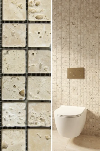 Mozaika Trawertynowa Light Premium 4,8x4,8 Bębnowany | 30,5x30,5x1 cm