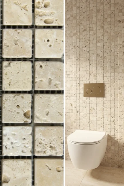 Mozaika Trawertynowa Light Premium 4,8x4,8 Bębnowany | 30,5x30,5x1 cm
