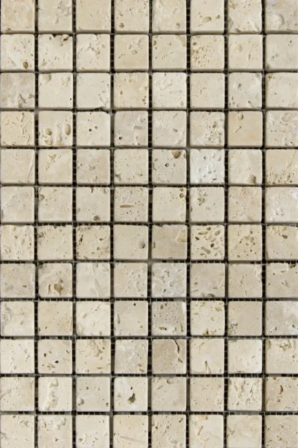 Mozaika Trawertynowa Light Premium 4,8x4,8 Bębnowany | 30,5x30,5x1 cm