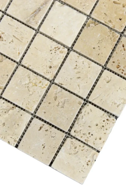 Mozaika Trawertynowa Light Standard 4,8x4,8 Bębnowany | 30,5x30,5x1 cm