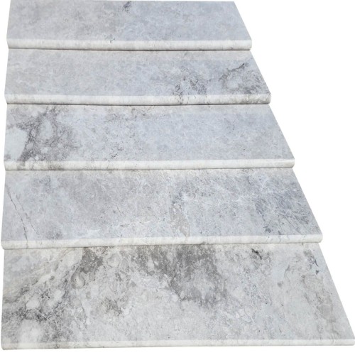 Stopień Marmurowy Tundra Grey + Bullnose Polerowany | 135x33x3 cm