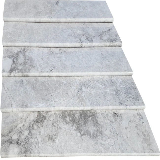 Stopień Marmurowy Tundra Grey + Bullnose Polerowany | 135x33x3 cm