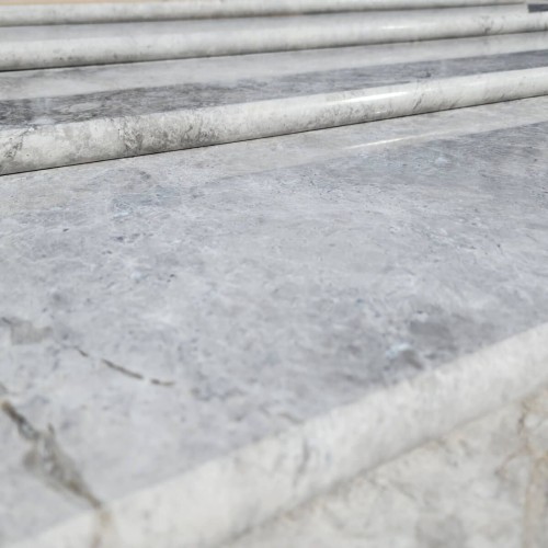Stopień Marmurowy Tundra Grey + Bullnose Polerowany | 135x33x3 cm