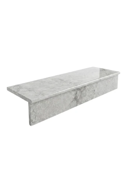 Zestaw Stopień + Podstopień Marmur Tundra Grey Polerowany Bullnose | 135x33x3 / 135x16,5x2 cm