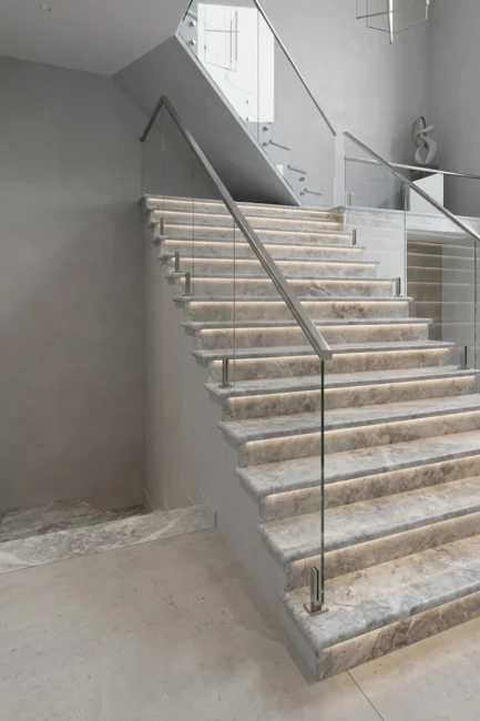 Stopień Marmurowy Tundra Grey + Bullnose Szlifowany | 135x33x3 cm