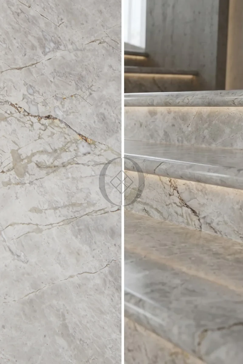 Podstopnica Marmurowa Tundra Grey Polerowany | 135x16,5x2 cm