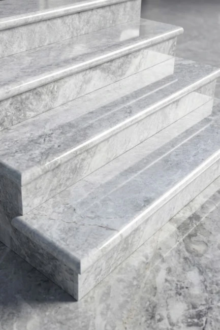 Stopień Marmurowy Tundra Grey + Bullnose Polerowany | 135x33x2 cm