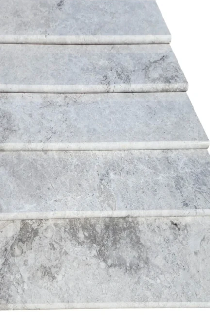 Zestaw Stopień + Podstopień Marmur Tundra Grey Szlifowany Bullnose | 135x33x3 / 135x16,5x2 cm