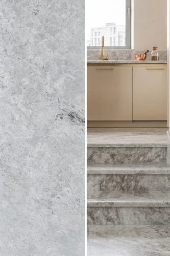 Zestaw Stopień + Podstopień Marmur Tundra Grey Szlifowany Bullnose | 135x33x2 / 135x16,5x2 cm