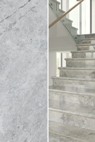 Zestaw Stopień + Podstopień Marmur Tundra Grey Polerowany Bullnose | 135x33x3 / 135x16,5x2 cm