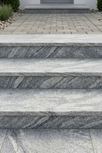 Zestaw Schodowy Granitowy Juparana New Stopień Płomień + Podstopień Poler | 150x33x2 / 150x16,5x2 cm