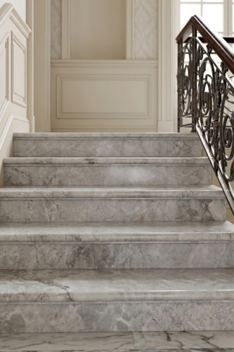 Stopień Marmurowy Tundra Grey Polerowany Bullnose | 135x33x3 cm