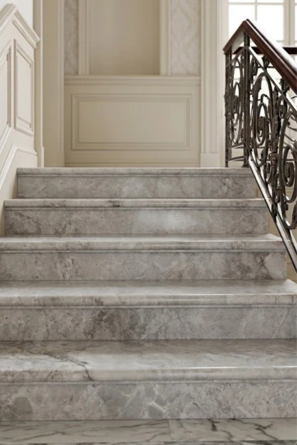 Stopień Marmurowy Tundra Grey Polerowany Bullnose | 135x33x3 cm