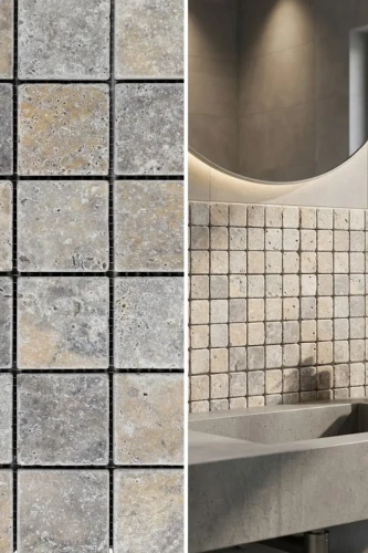 Mozaika Trawertynowa Silver Ash Premium 4,8x4,8 Bębnowany | 30,5x30,5x1 cm
