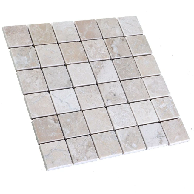 Mozaika Marmurowa Queen Beige 4,8x4,8 Bębnowany | 30,5x30,5x1 cm