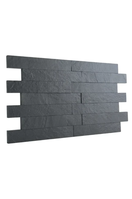 Kamień elewacyjny-dekoracyjny łupek Black Slate | 7x50 cm