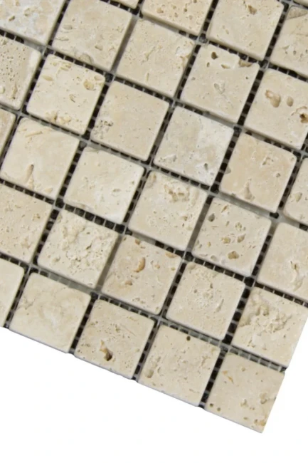 Mozaika Trawertynowa Light Standard 2,3x2,3 Bębnowany | 30,5x30,5x1 cm
