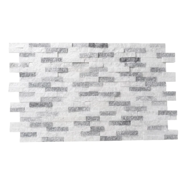 Kamień Elewacyjny Dekoracyjny Kwarcyt Stackstone Biało-Szary Naturalny | 10x36x0,8-1,3 cm